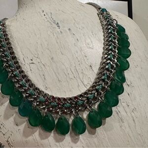 Elegant Green and Silver Necklace